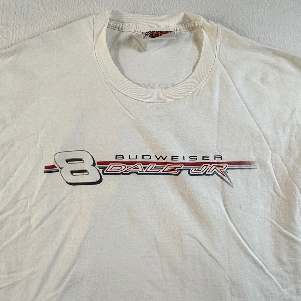 Dale Earnhardt Jr Budweiser Racing T-Shirt Mens 2XL Winners Circle White VTG
